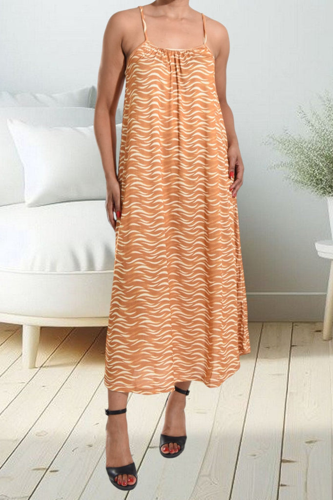 Tan Strappy Maxi Dress - StylePhase SA