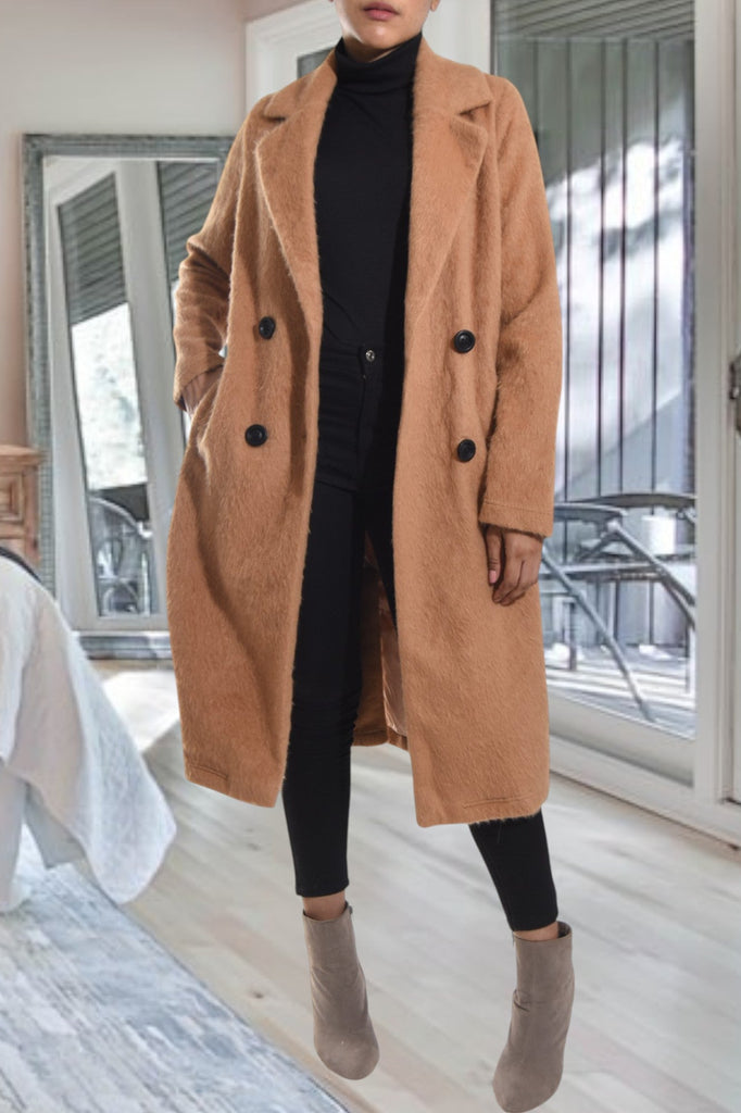 Tan Wool Long Coat - StylePhase SA