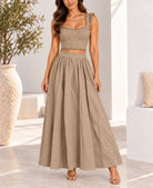Taupe two piece set front view