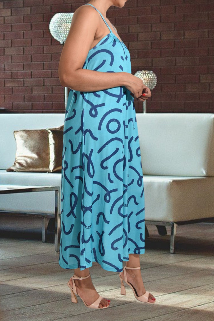 Teal And Navy Floral Strappy Maxi Dress - StylePhase SA