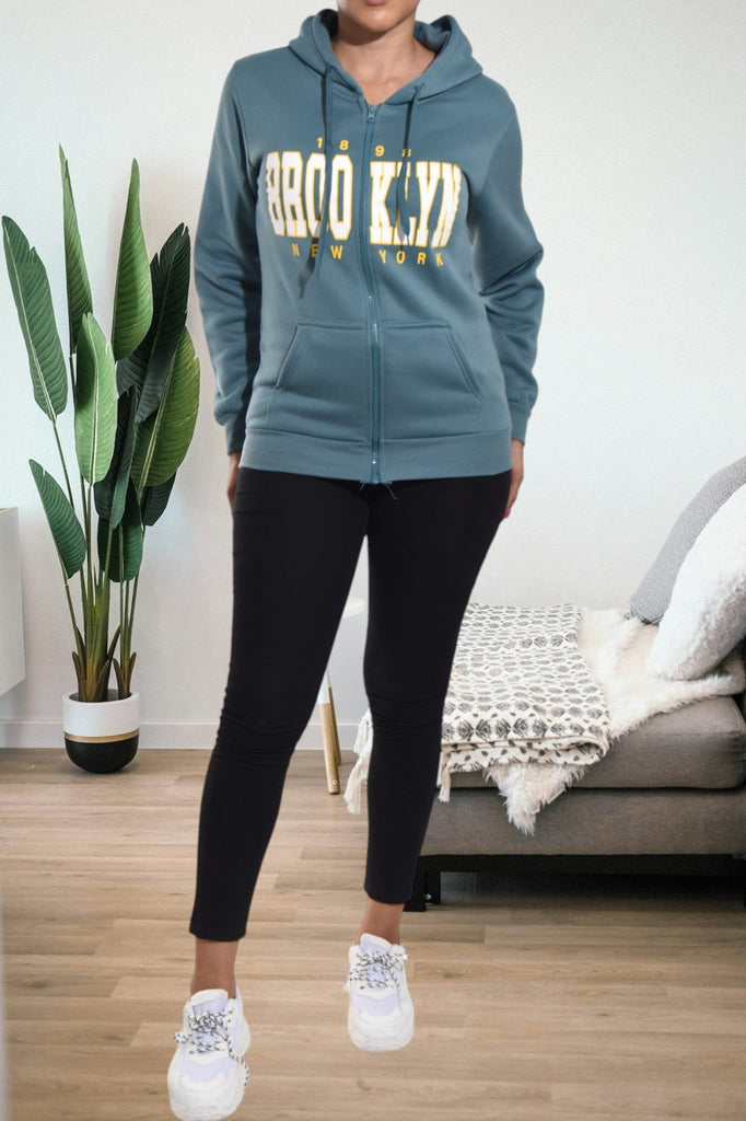 Teal Brooklyn Zip Up Hoody - StylePhase SA