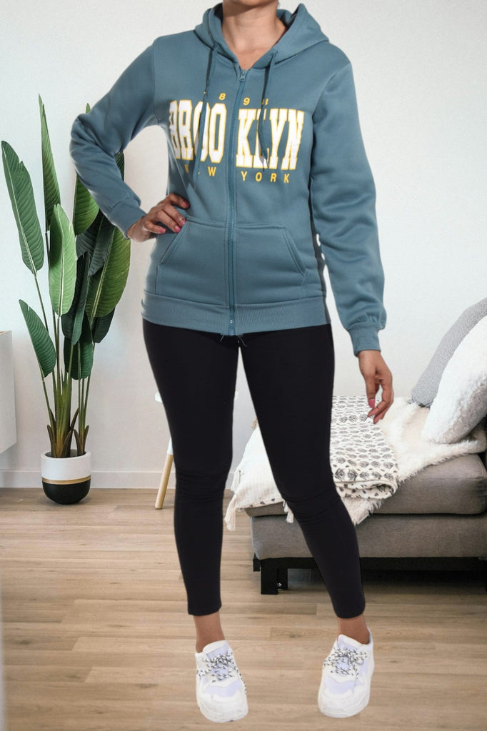 Teal Brooklyn Zip Up Hoody - StylePhase SA