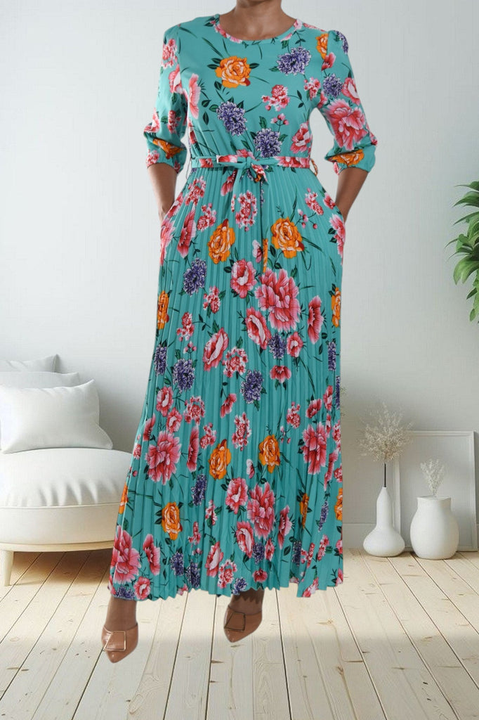 Teal Floral Pocket Maxi Dress - StylePhase SA