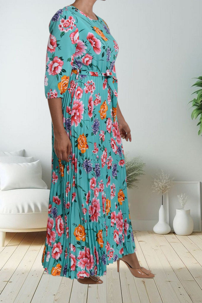 Teal Floral Pocket Maxi Dress - StylePhase SA