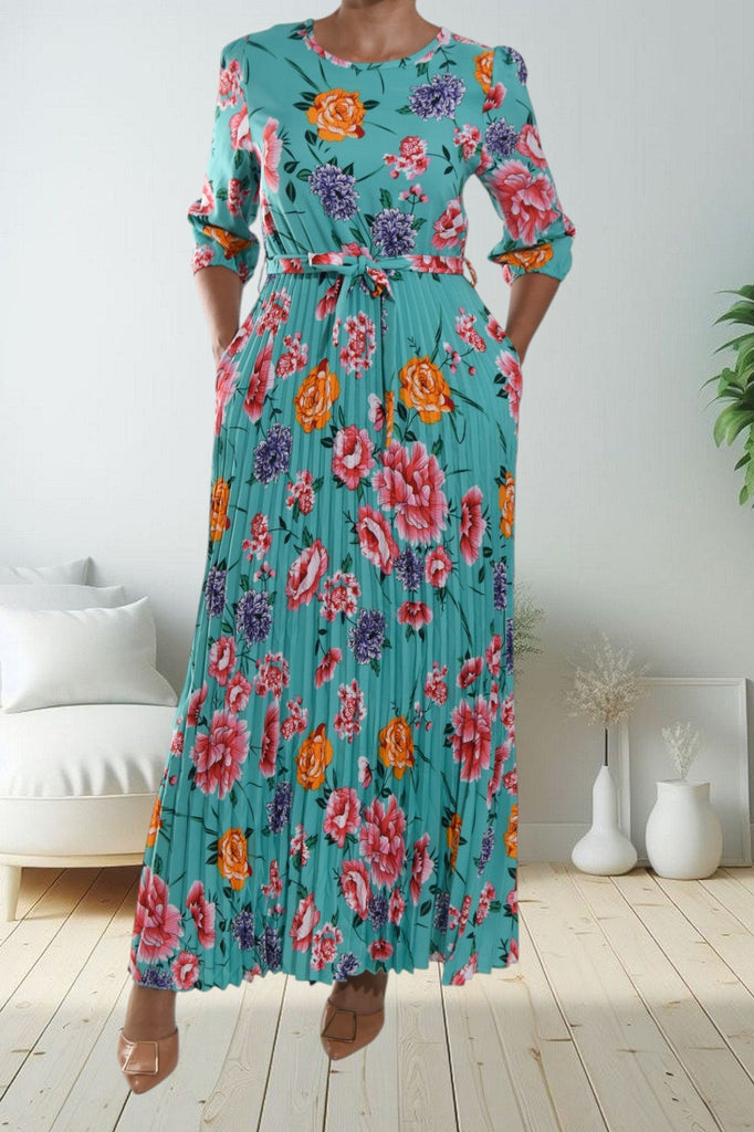 Teal Floral Pocket Maxi Dress - StylePhase SA