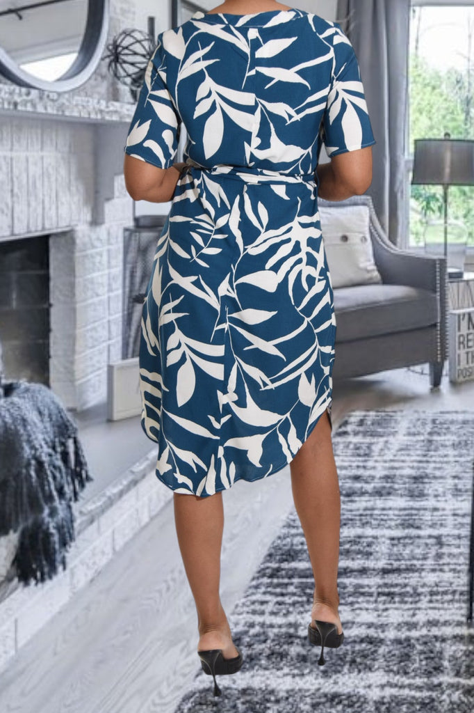 Teal Floral Tunic Tie Dress - StylePhase SA