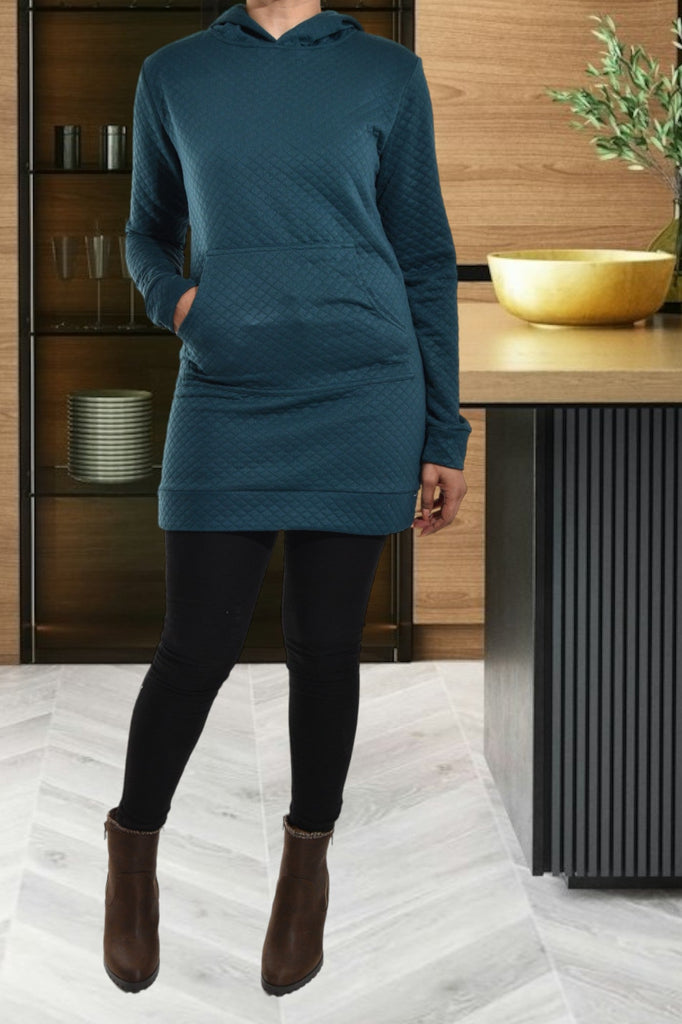 Teal Patterened Hoody Dress - StylePhase SA