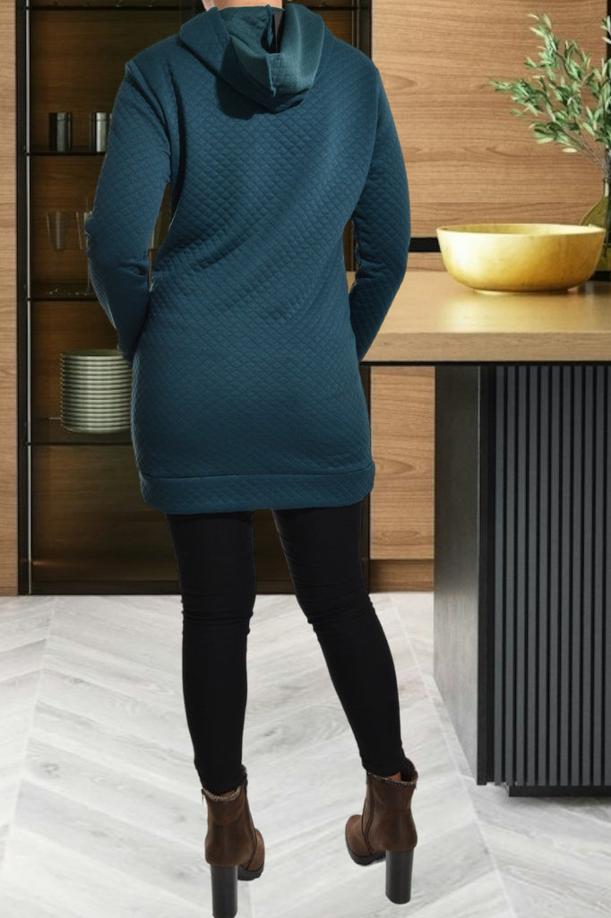 Teal Patterened Hoody Dress - StylePhase SA