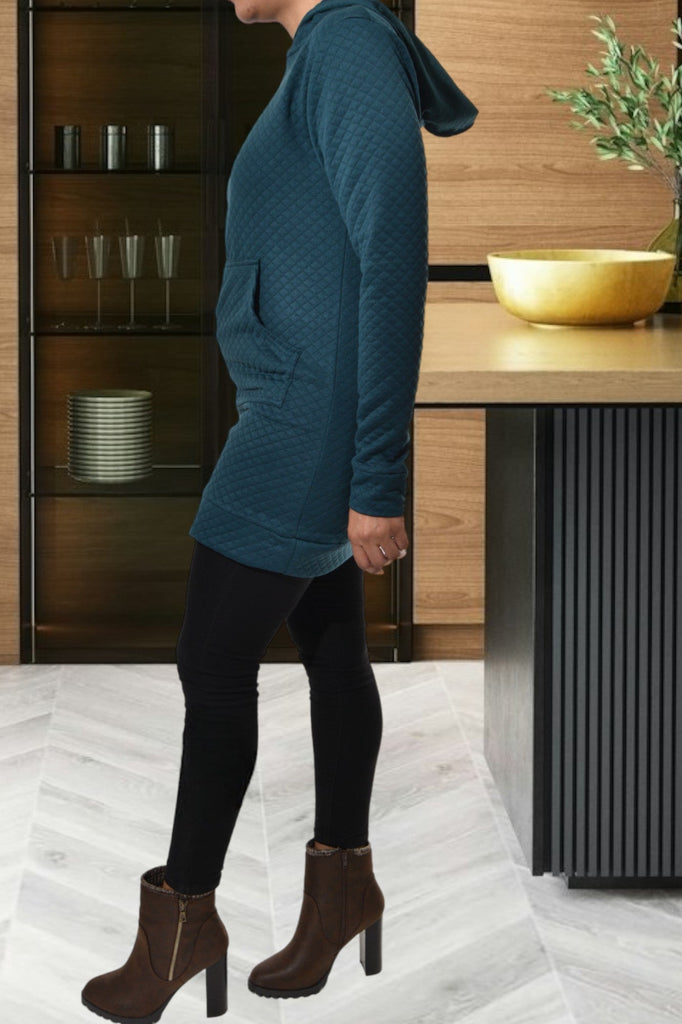 Teal Patterened Hoody Dress - StylePhase SA