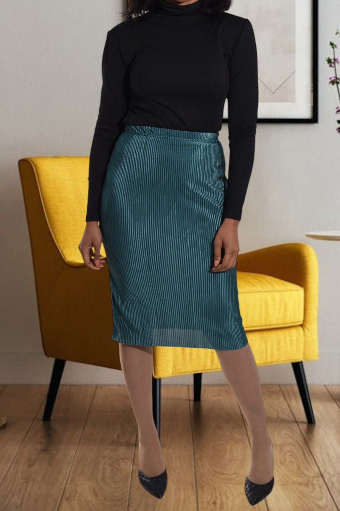 Teal Plisse Midi Skirt - StylePhase SA