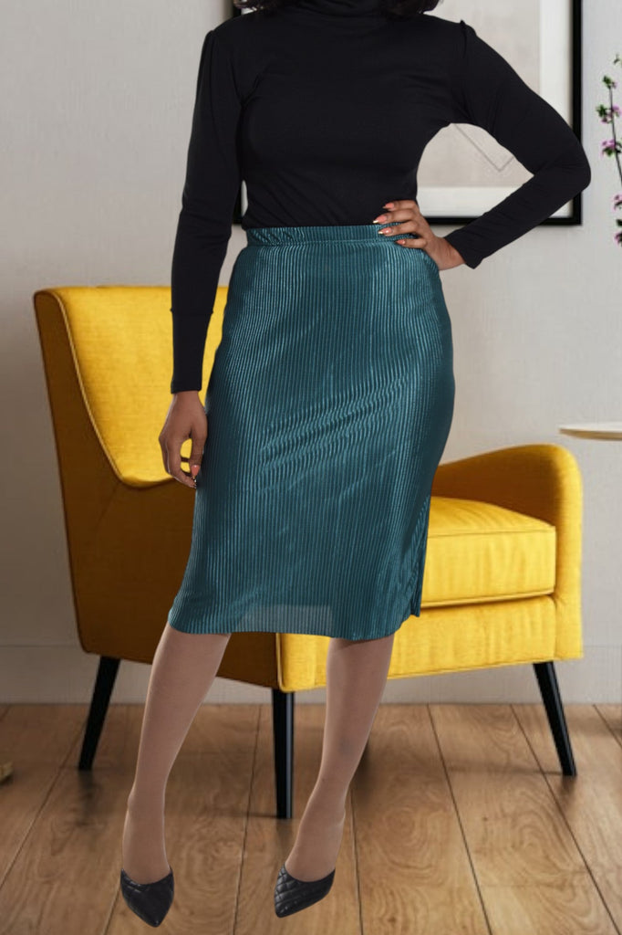 Teal Plisse Midi Skirt - StylePhase SA