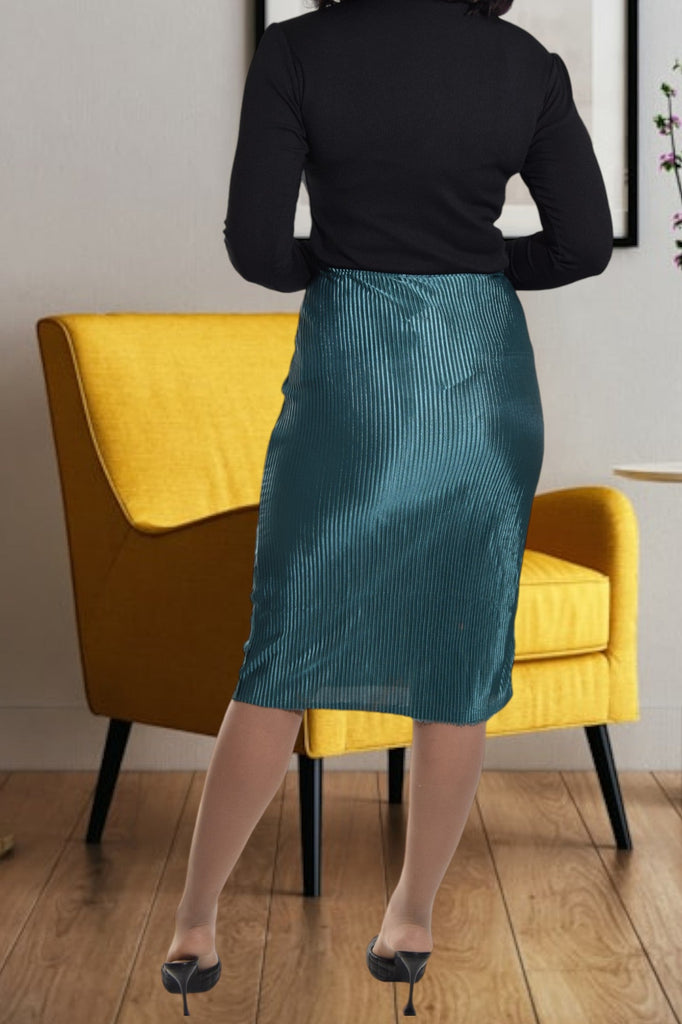 Teal Plisse Midi Skirt - StylePhase SA