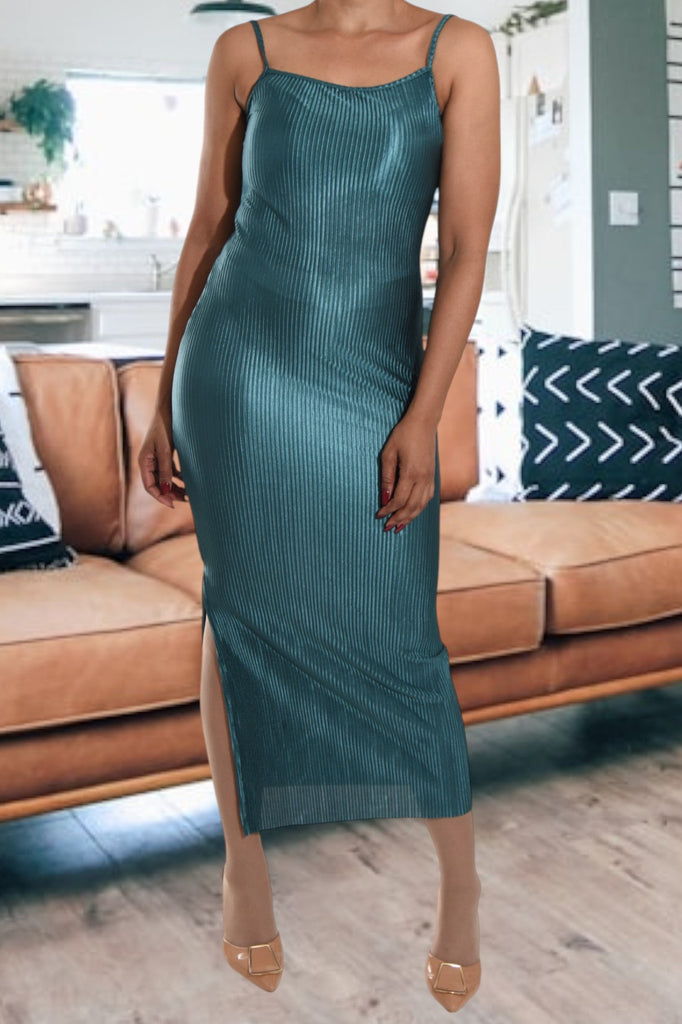 Teal Plisse Strappy Dress - StylePhase SA