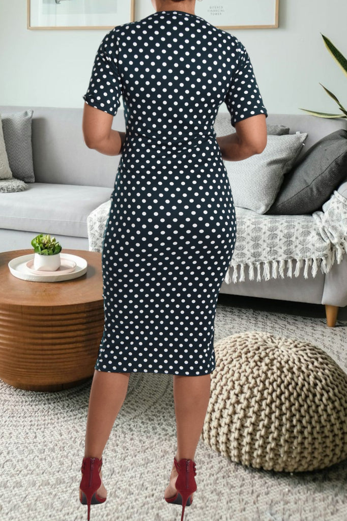 Teal Polka Dot Tie Front Dress - StylePhase SA