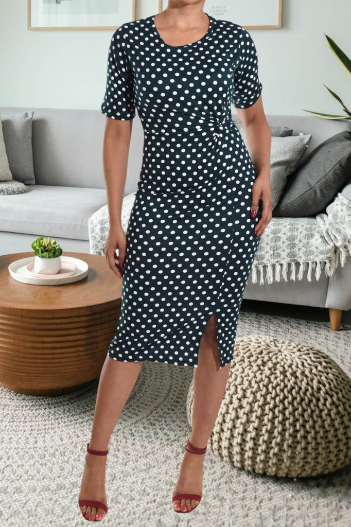 Teal Polka Dot Tie Front Dress - StylePhase SA