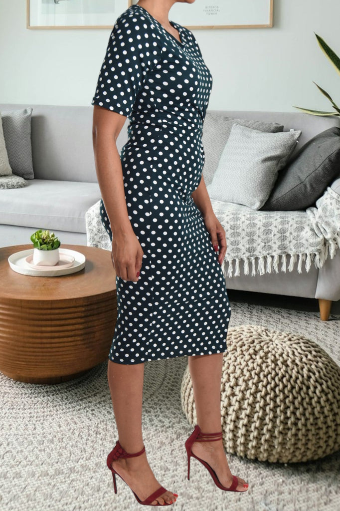 Teal Polka Dot Tie Front Dress - StylePhase SA