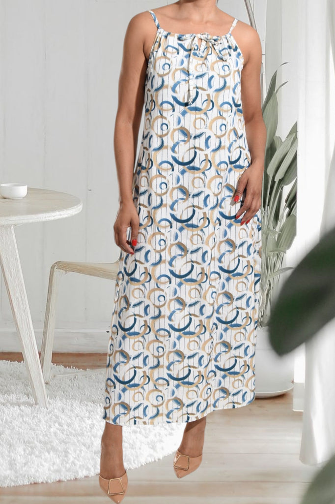 Teal Printed Strappy Maxi Tie Dress - StylePhase SA