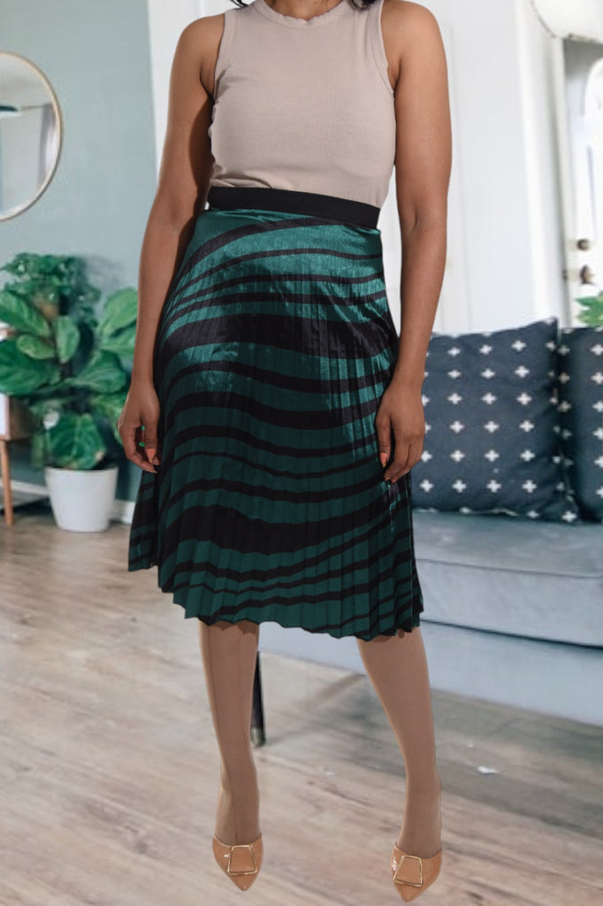 Teal Satin Patterned Skirt - StylePhase SA