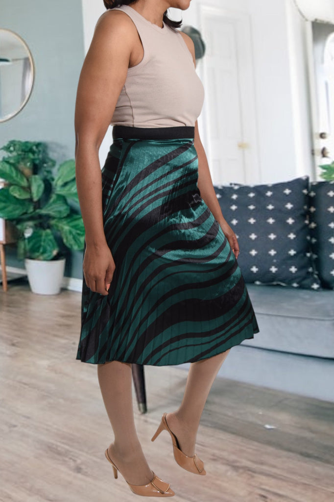 Teal Satin Patterned Skirt - StylePhase SA