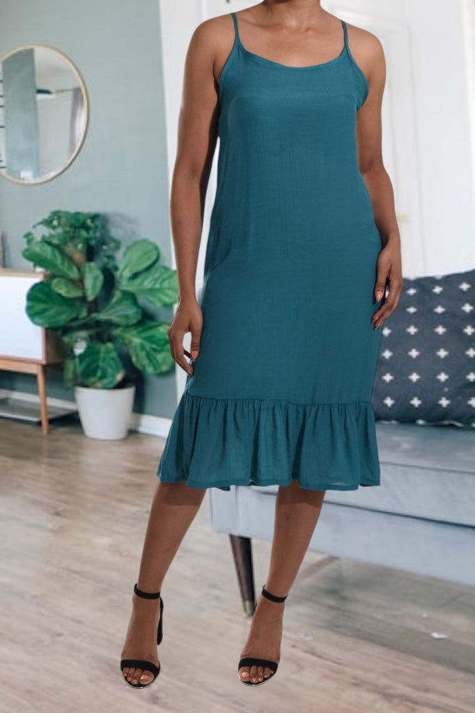 Teal Strappy Ruffle Hem Dress - StylePhase SA