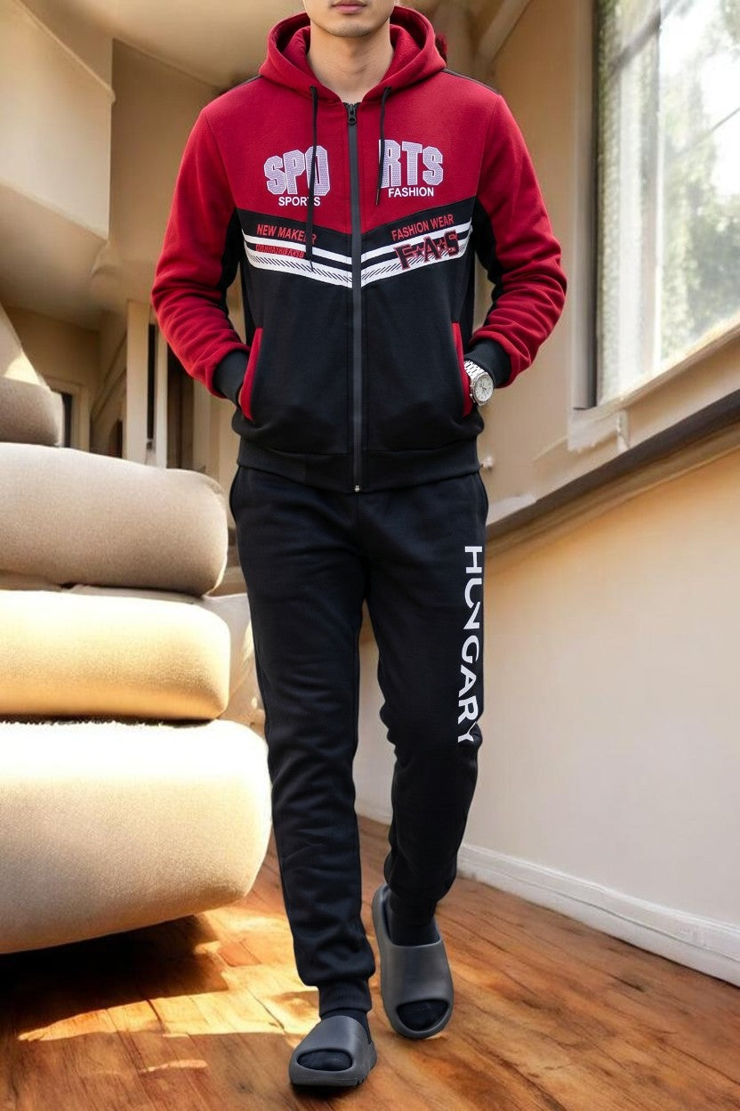 Mens Red Hoody Tracksuit Set- – StylePhase SA