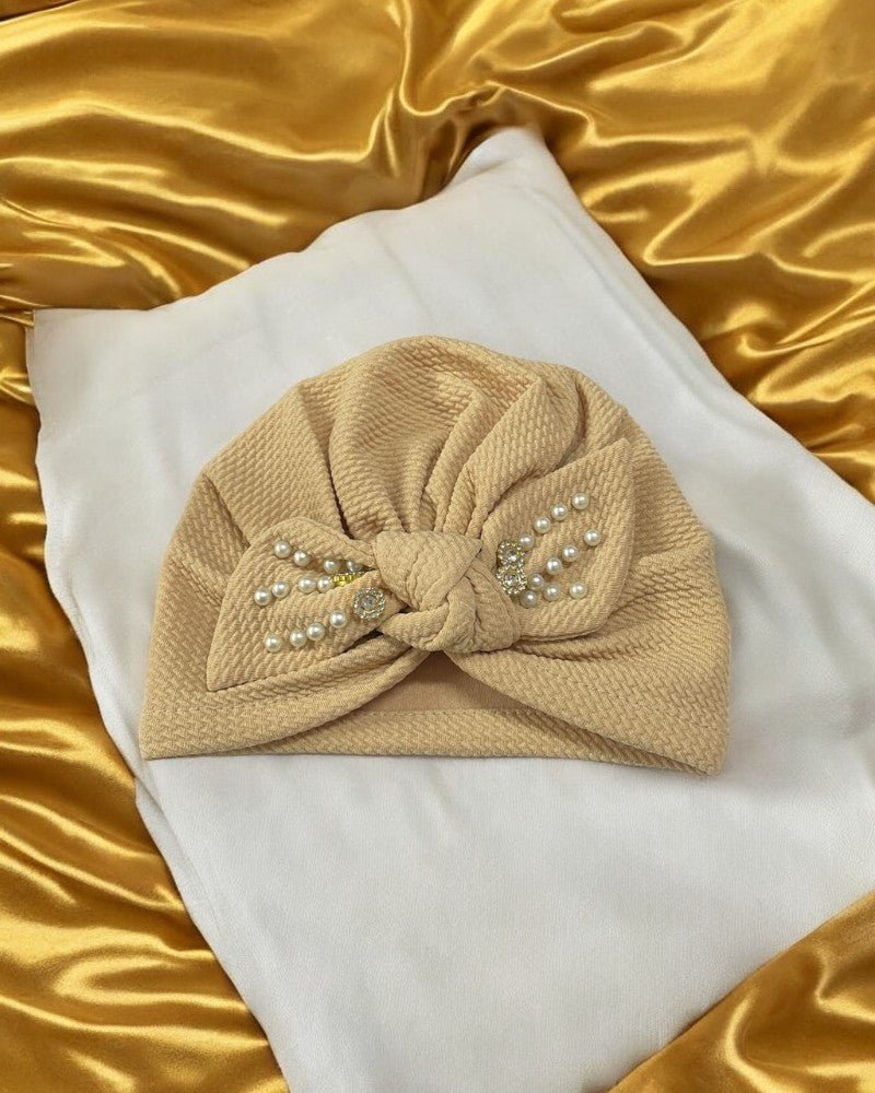 Turban Hat With a Bow & Pearls - StylePhase SA