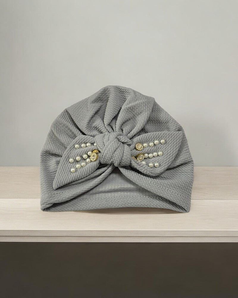 Turban Hat With a Bow & Pearls - StylePhase SA