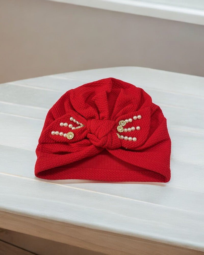 Turban Hat With a Bow & Pearls - StylePhase SA