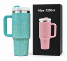Turquoise sparkle bling 40 oz vacuum insulated tumbler with gift box