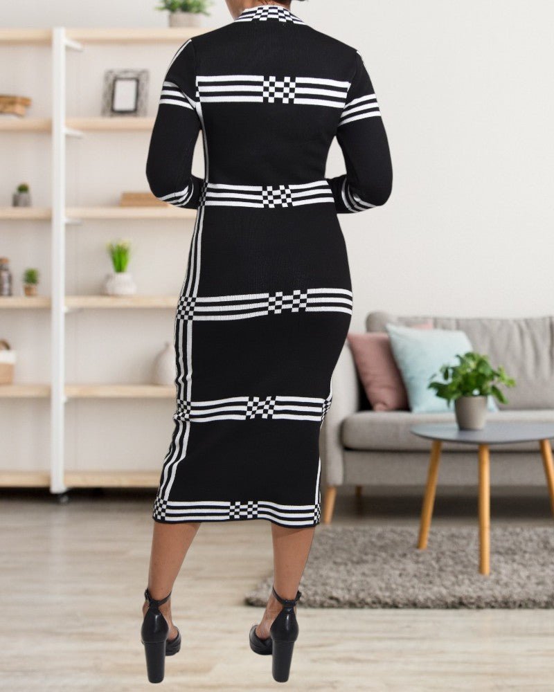 Turtleneck Long Sleeve Knit Dress - StylePhase SA