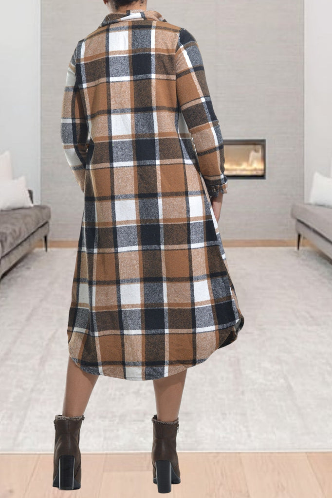 Two Tone Brown Check Dress - StylePhase SA