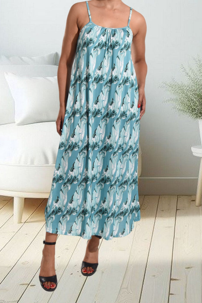 Two Tone Printed Strappy Maxi Dress - StylePhase SA