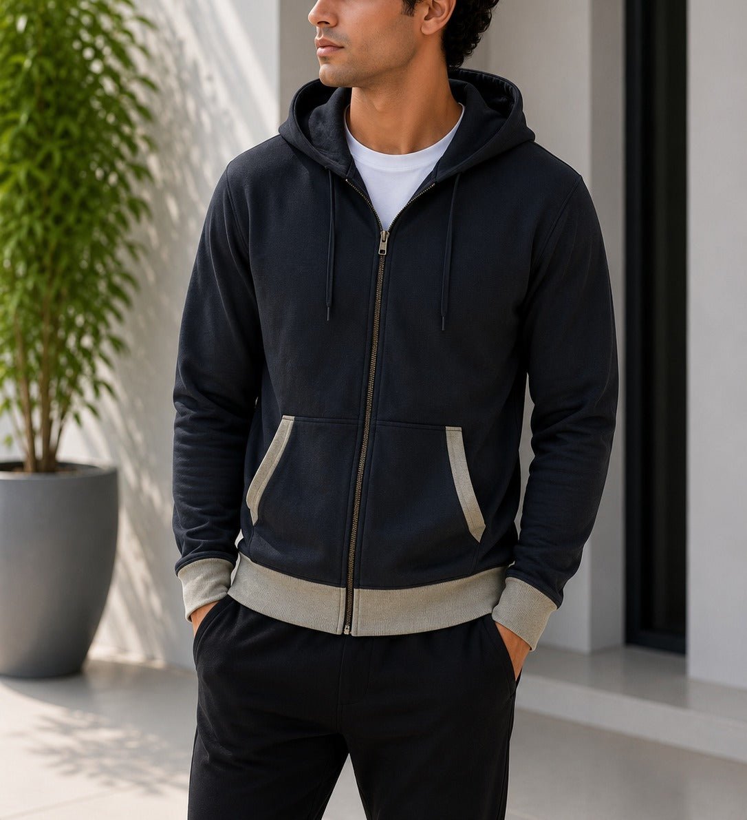 Unisex Black And Beige Waffle Jacket - StylePhase SA