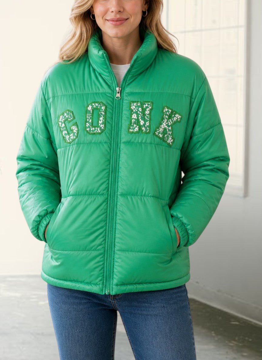 Unisex Green And White Printed Jacket - Conk - StylePhase SA