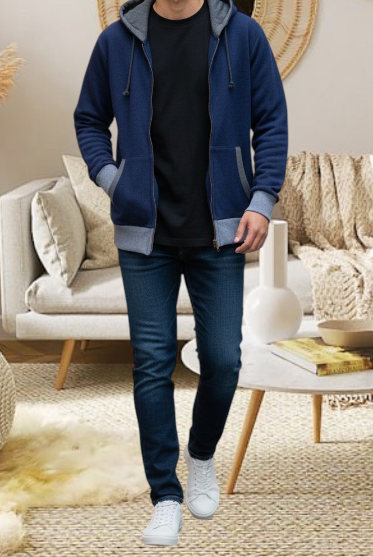 Unisex Navy And Grey Waffle Jacket - StylePhase SA