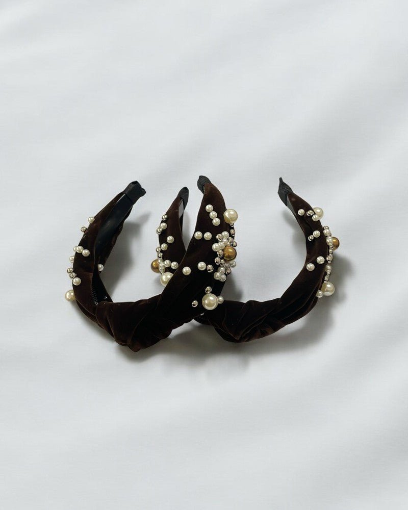 Velvet Headband with Pearls - StylePhase SA