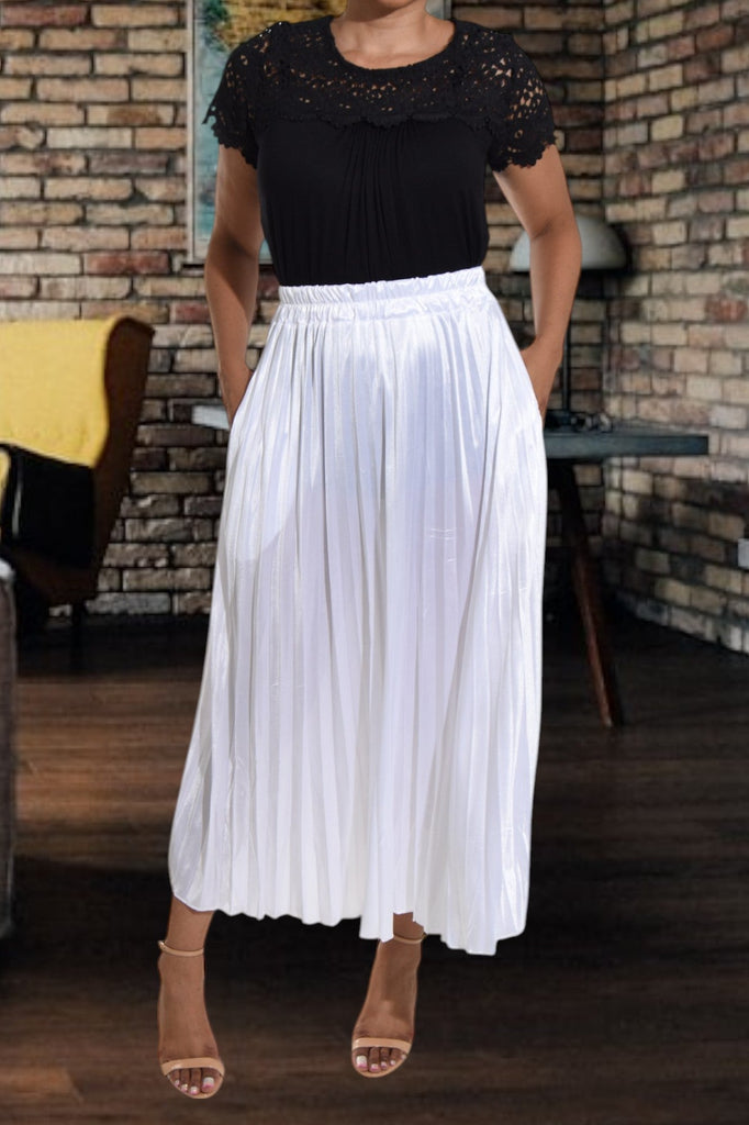 White Elasticated Pleated Skirt - StylePhase SA