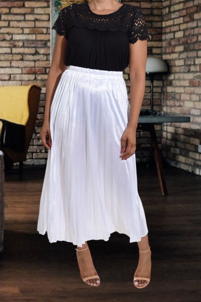 White Elasticated Pleated Skirt - StylePhase SA