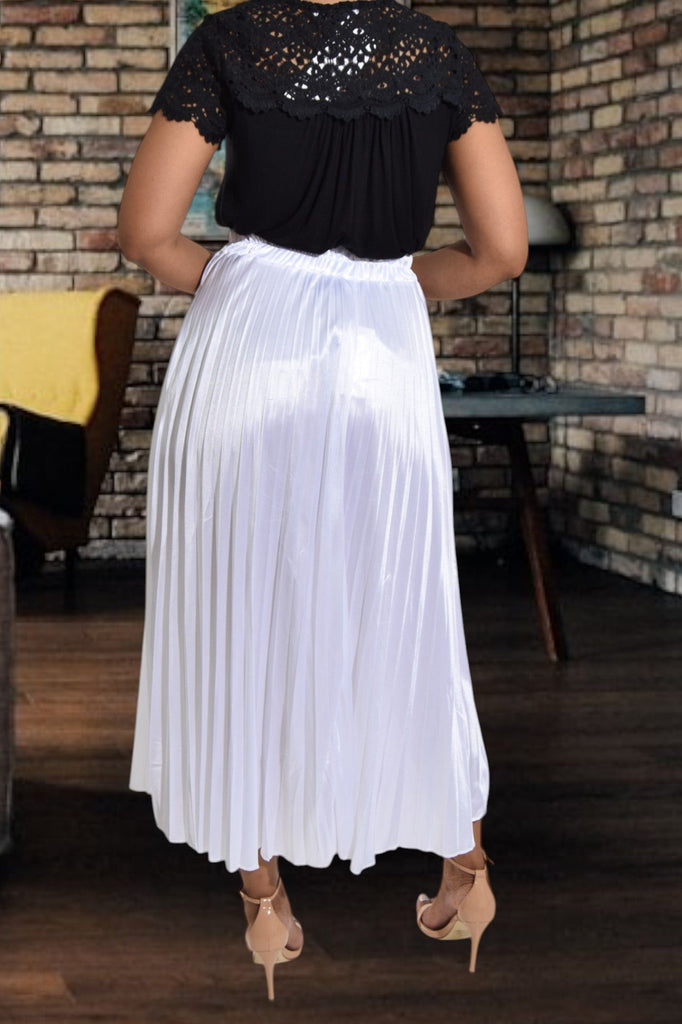 White Elasticated Pleated Skirt - StylePhase SA