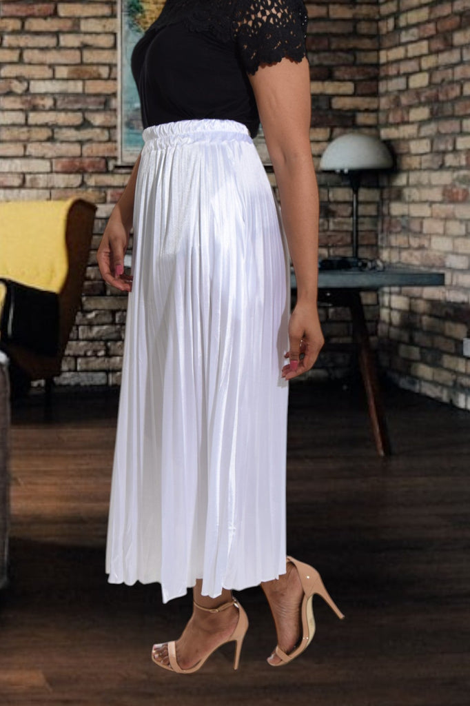 White Elasticated Pleated Skirt - StylePhase SA