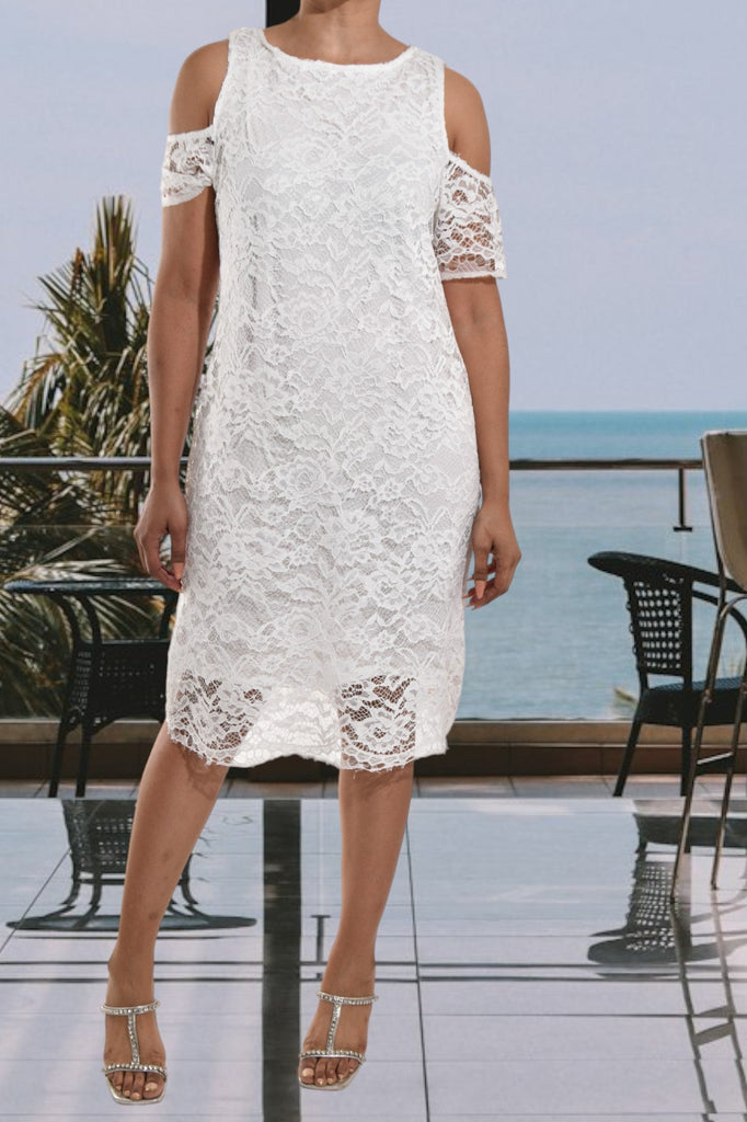 White Lace Detail Dress - StylePhase SA