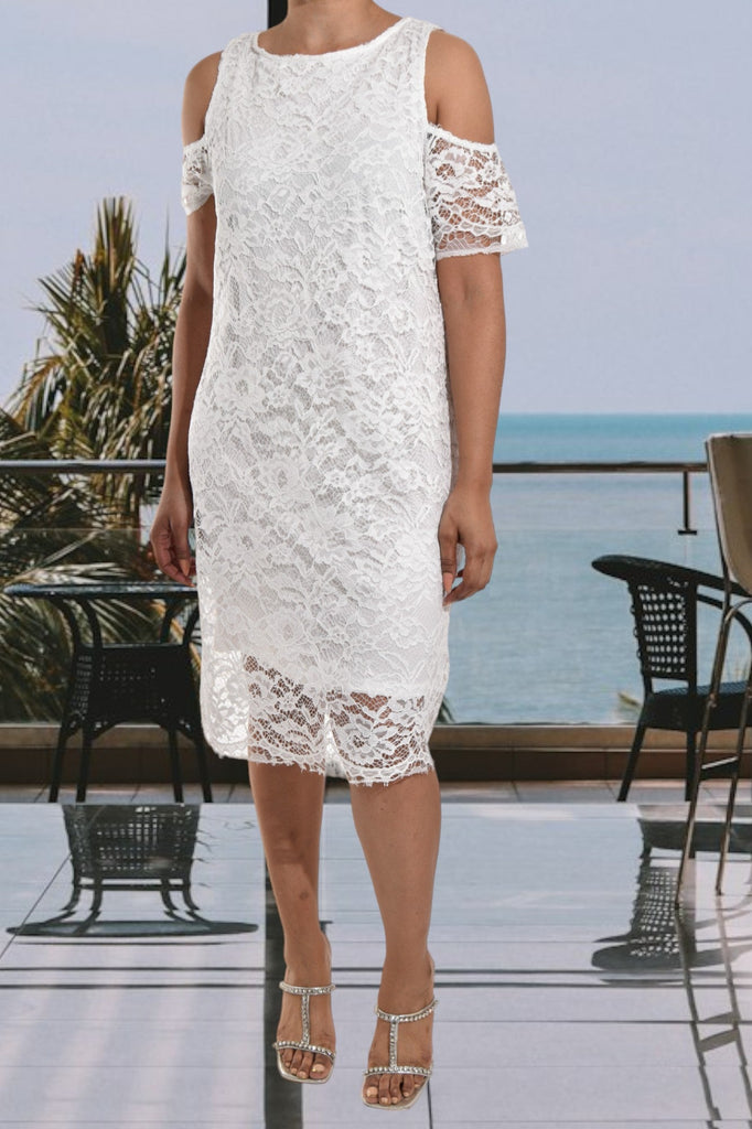 White Lace Detail Dress - StylePhase SA