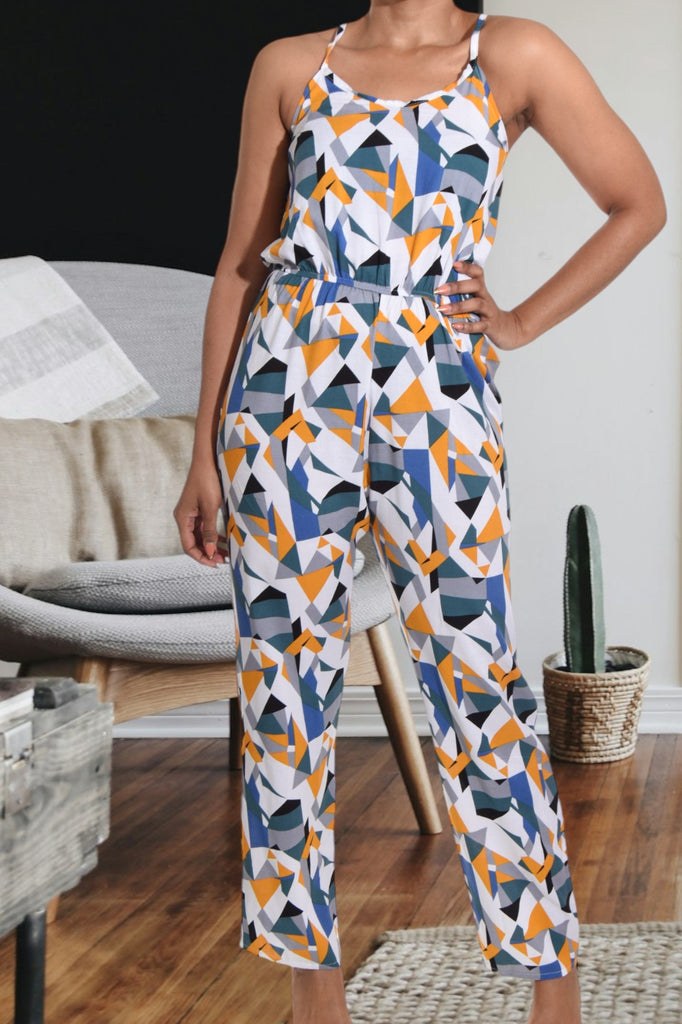 White Multi Color Strappy Jumpsuit - StylePhase SA