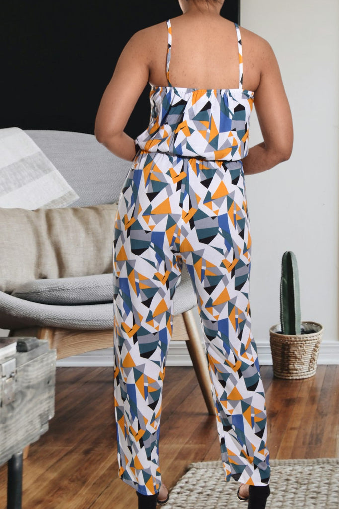 White Multi Color Strappy Jumpsuit - StylePhase SA