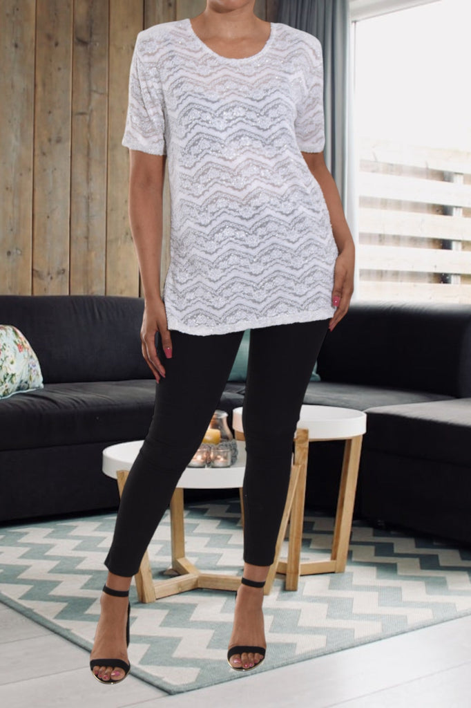 White Patterned Net Top - StylePhase SA