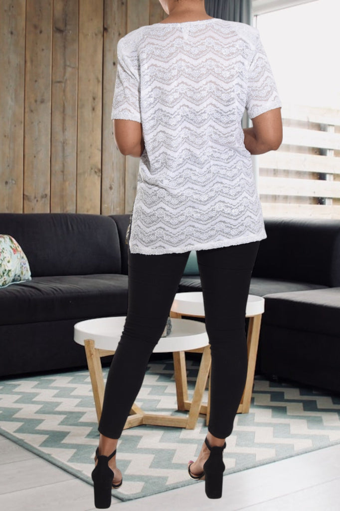 White Patterned Net Top - StylePhase SA