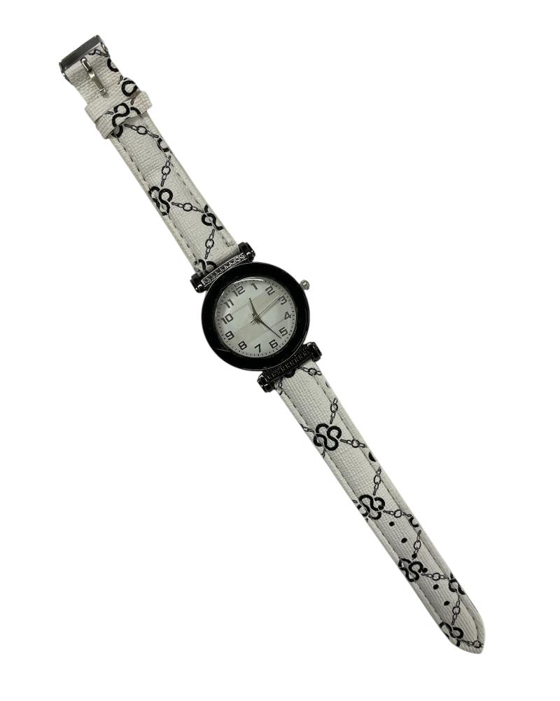 White Patterned Strap Watch - StylePhase SA