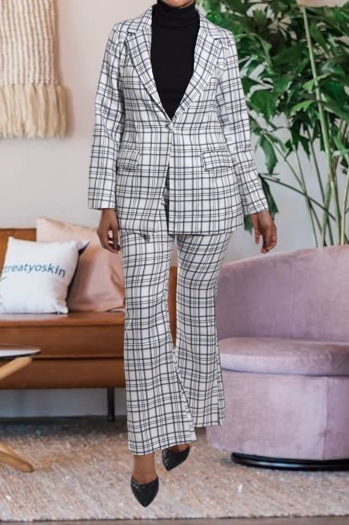 White Plaid Suit Set - StylePhase SA