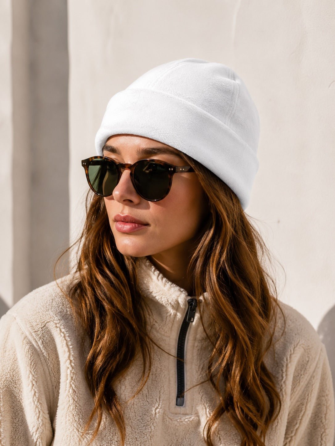 White Polar Fleece Beanies - StylePhase SA