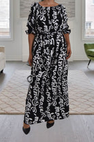 White Printed Puff Sleeve Pocket Maxi Dress - StylePhase SA